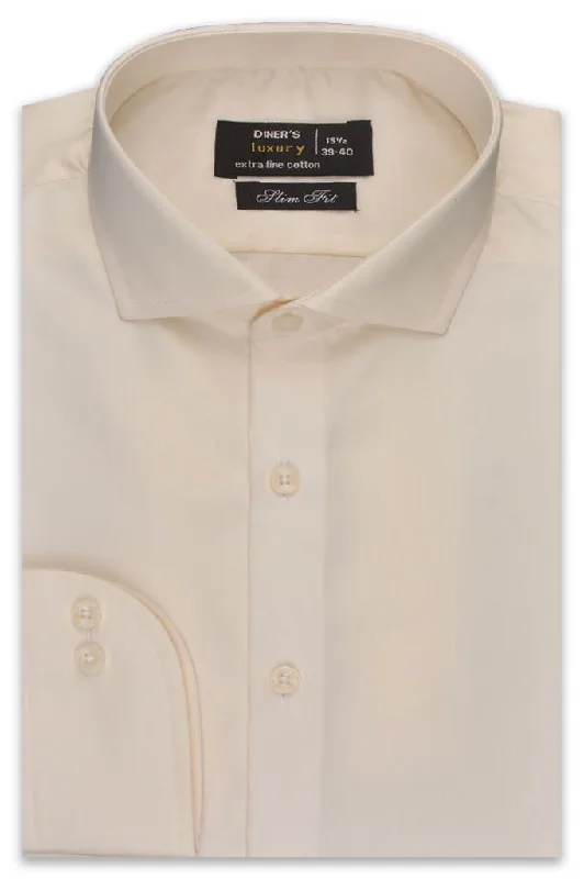 Cream Plain Formal ShirtHooded Shirts