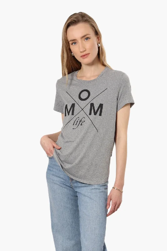 Magazine Mom Life Printed High Low Tee - GreyRecycled Fabric T-Shirts