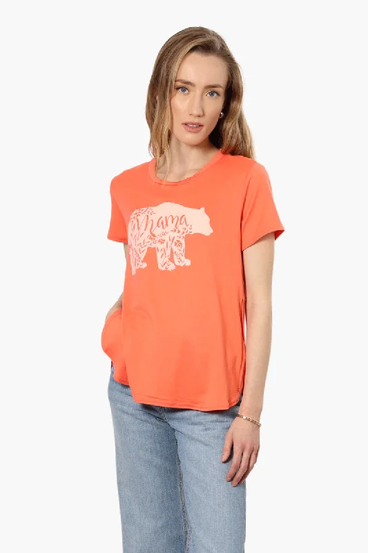 Magazine Mama Bear Printed High Low Tee - OrangeBlended Fabric T-Shirts