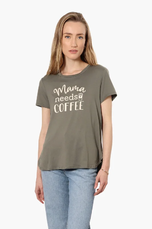 Magazine Mama Printed High Low Tee - OliveJersey T-Shirts