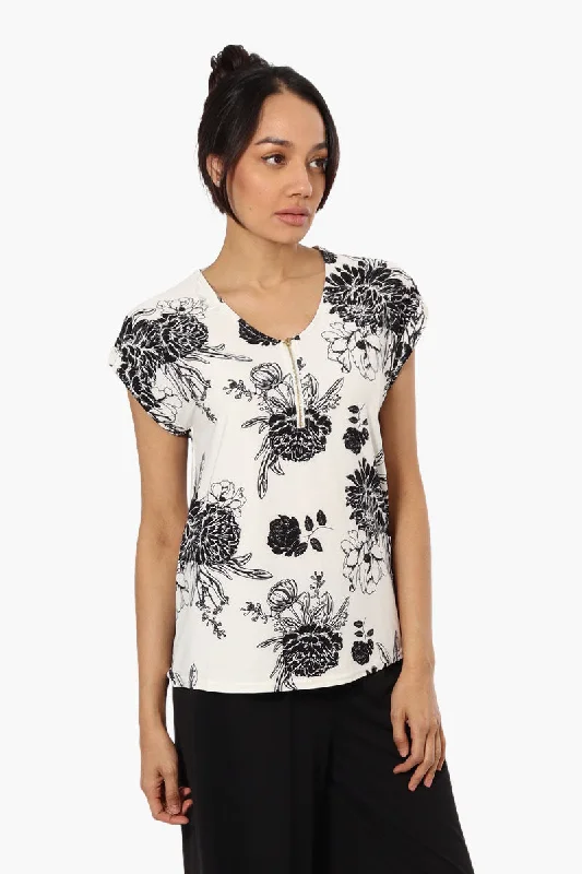 Beechers Brook Floral Front Zip Tee - WhiteReflective T-Shirts