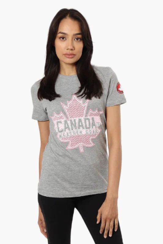 Canada Weather Gear Maple Leaf Print Tee - GreyEmbroidered T-Shirts