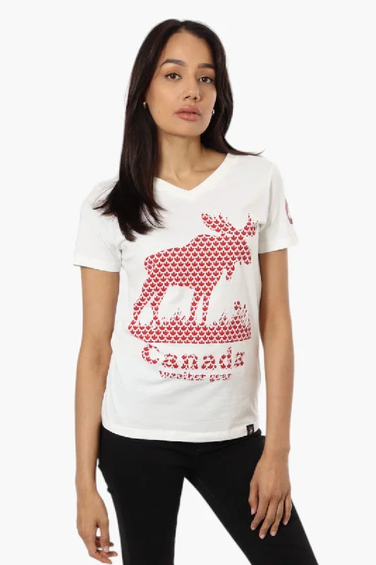 Canada Weather Gear Moose Print Tee - WhiteDistressed T-Shirts