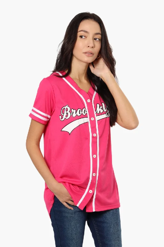 Mecca Brooklyn Printed Baseball Tee - PinkCasual T-Shirts