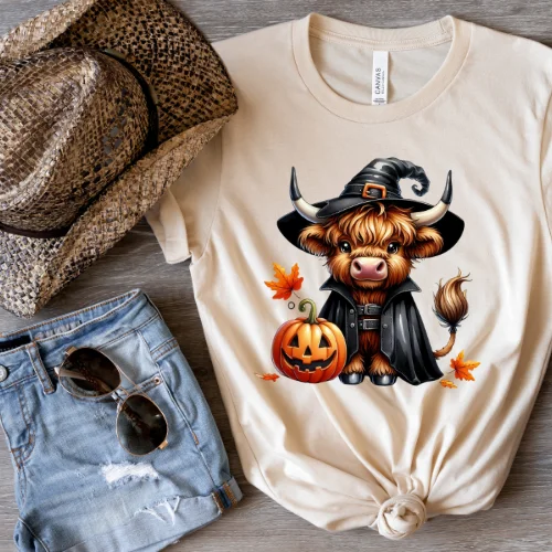 Hazel Blues® |  Highland Cow Graphic TeesEmbroidered T-Shirts