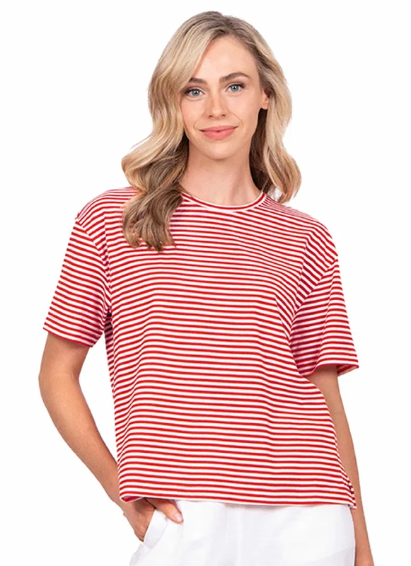 WILLOWS STRIPED RELAXED TEE - TANGELO / WHITEStudded T-Shirts