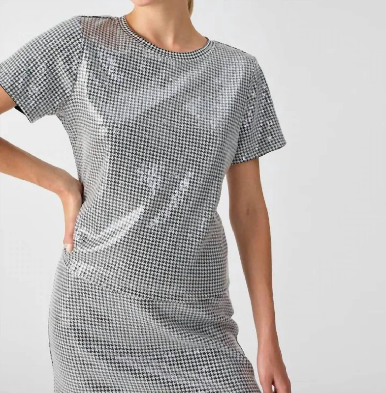 Perfect Sequin Tee In Micro HoundstoothPunk T-Shirts